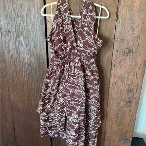 Cleobella Brown and Cream Midi Dress